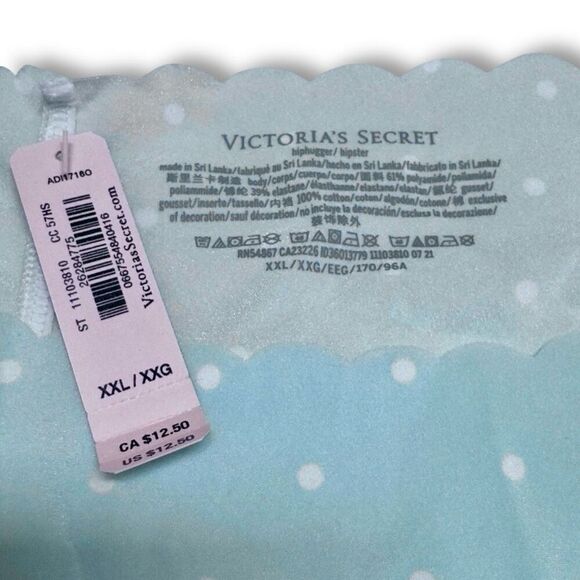 NWT (XXL) Victoria’s Secret HipHugger Panty - Seamless Light Blue Polka Dot Desi - Picture 3 of 5